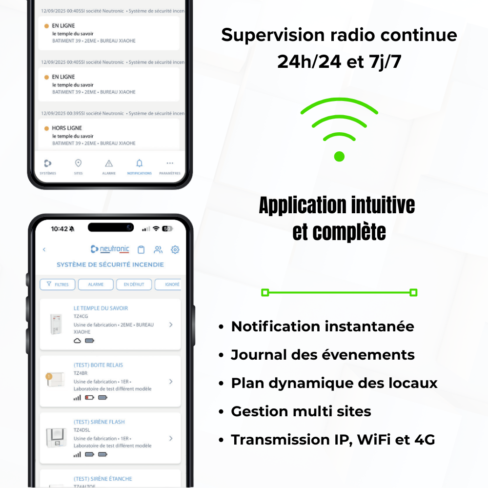 Supervision radio IoT et alertes mobiles pour protection incendie AeroXSense