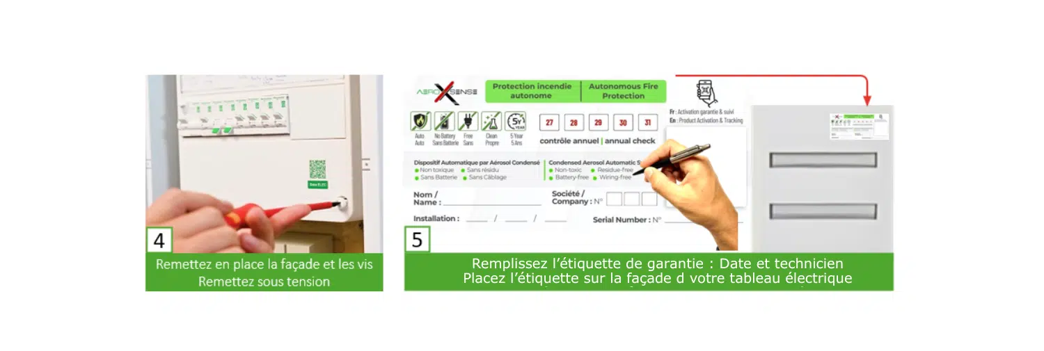 Deuxième étape d’installation d’un extincteur automatique AeroXFireshield