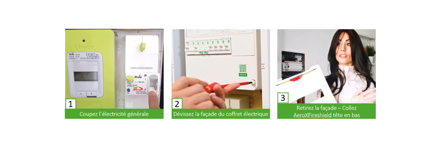 Première étape d’installation d’un extincteur automatique dans un tableau électrique